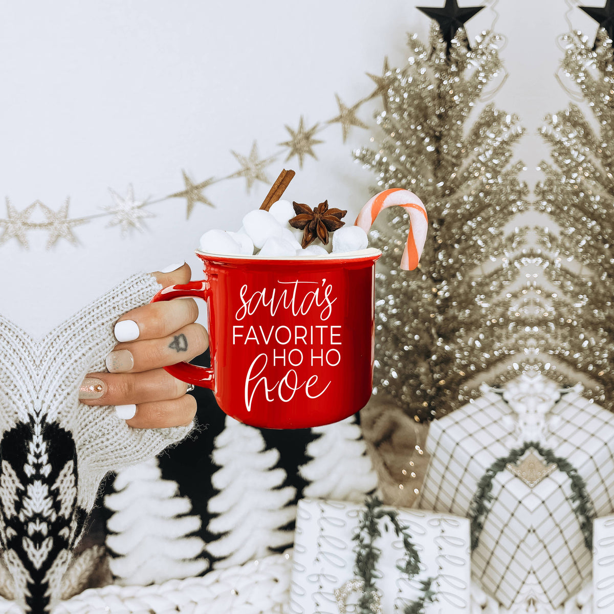 Christmas Mugs Funny, Red & Green Holiday Coffee Cup Ceramic: Deck the Halls (Green)