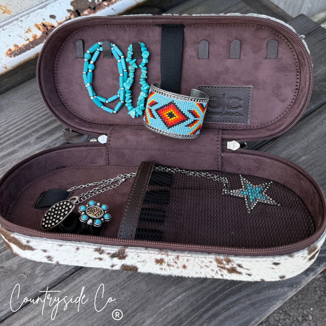 Wyoming Cowhide Travel Jewelry Box