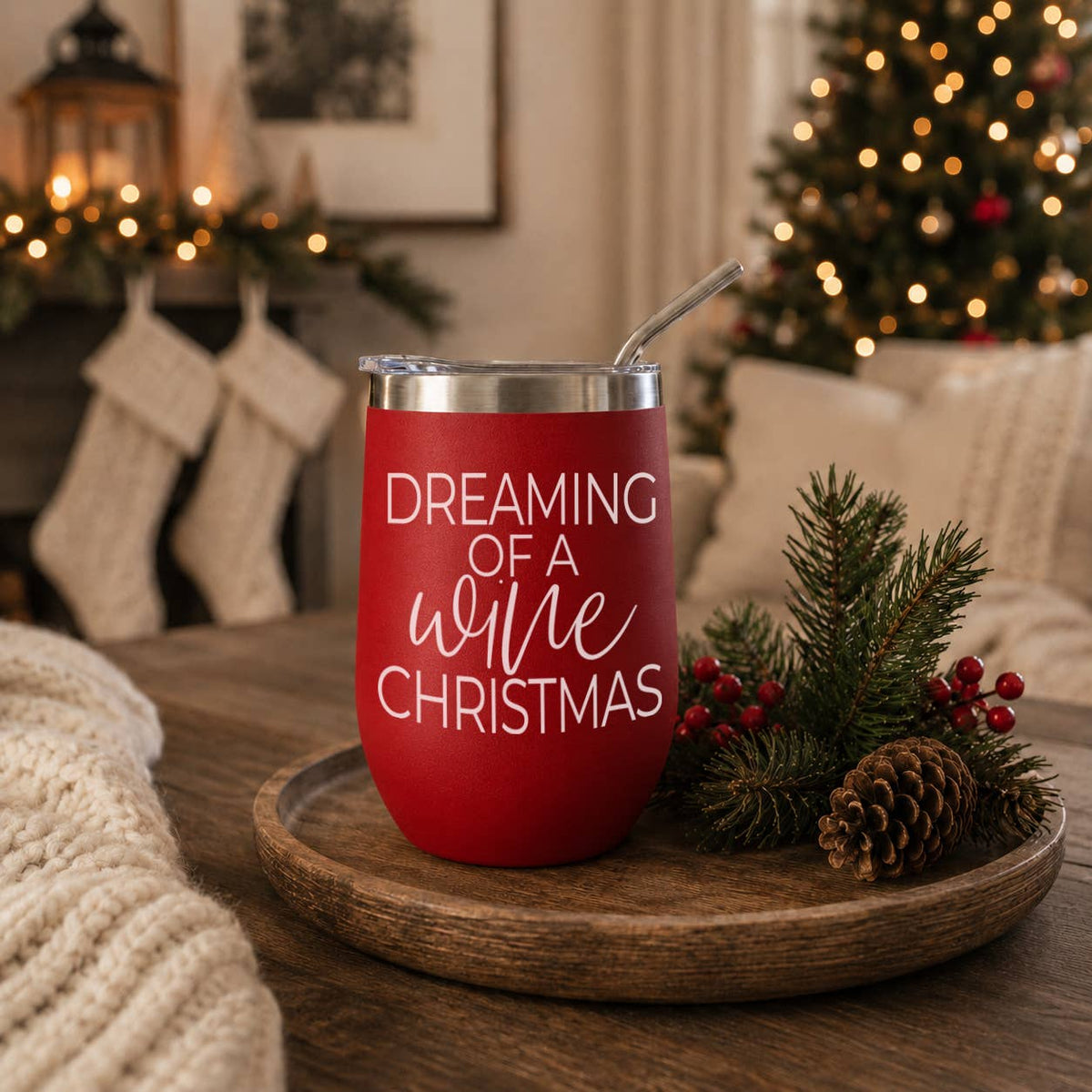 Wine Tumblers or Coffee | Insulated Christmas Cups with Lid: Mama Juice (12oz)