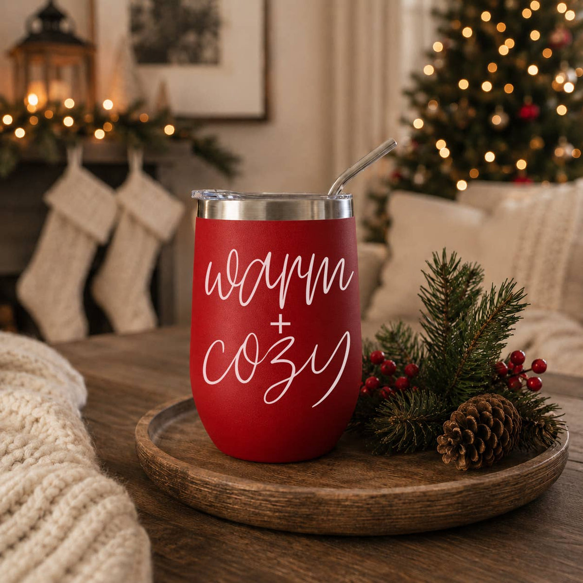 Wine Tumblers or Coffee | Insulated Christmas Cups with Lid: Mama Juice (12oz)