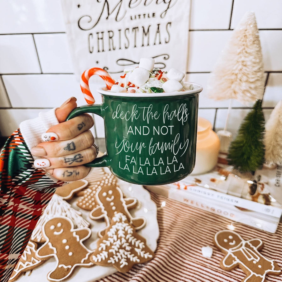 Naughty List Coffee Mug Set Funny Modern Christmas Drinkware: Naughty List-Red