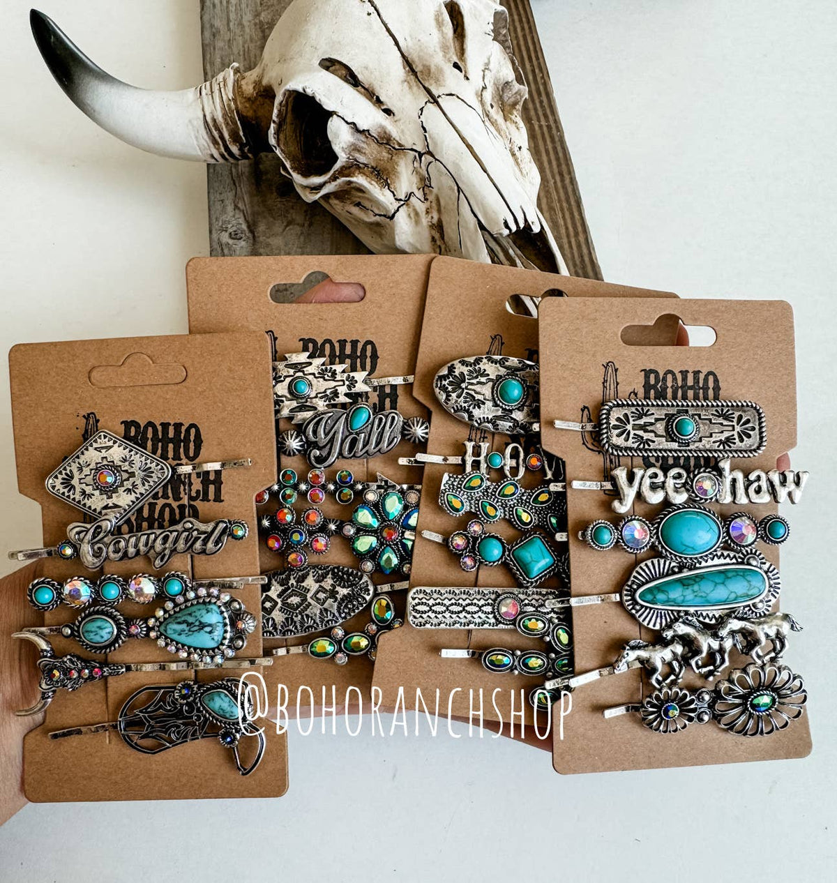 Western Hair Bobby Pins 6 Piece Set: YALL