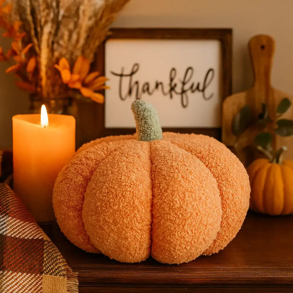 Neutral Fall + Halloween Home Decor, Cute Cotton Pumpkins BW: BW Polk a Dot / Small