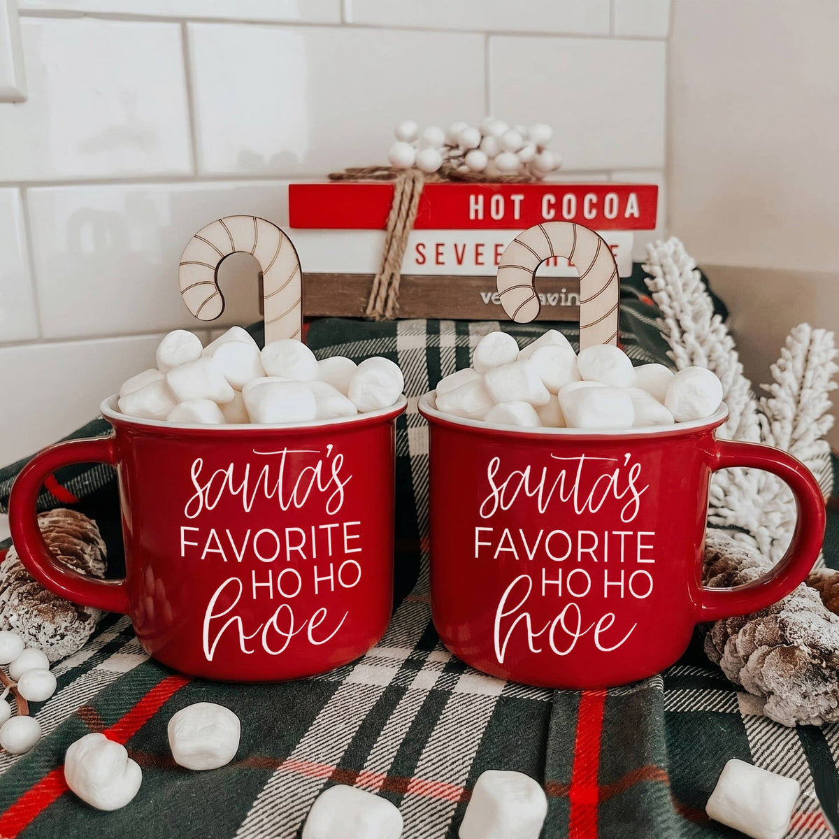 Christmas Mugs Funny, Red & Green Holiday Coffee Cup Ceramic: Deck the halls (red)