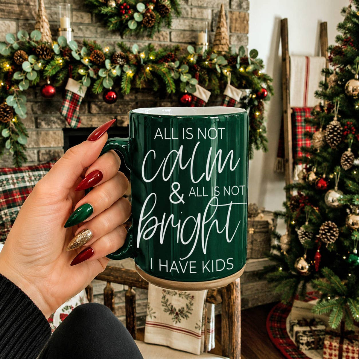 Funny Christmas Home Decor & Gifts | Holiday Coffee Mugs : Silent Night-GREEN