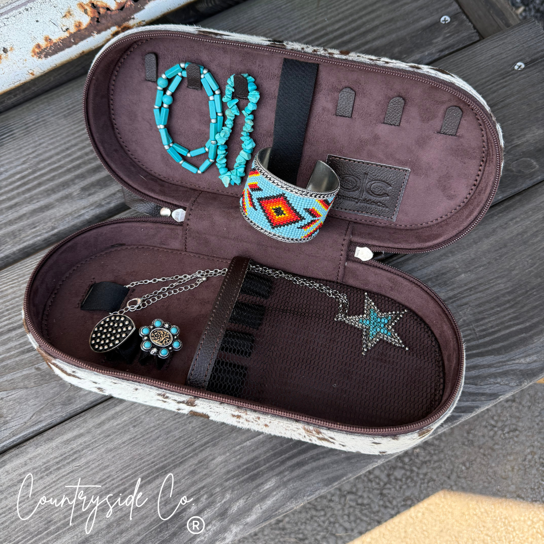 Wyoming Cowhide Travel Jewelry Box