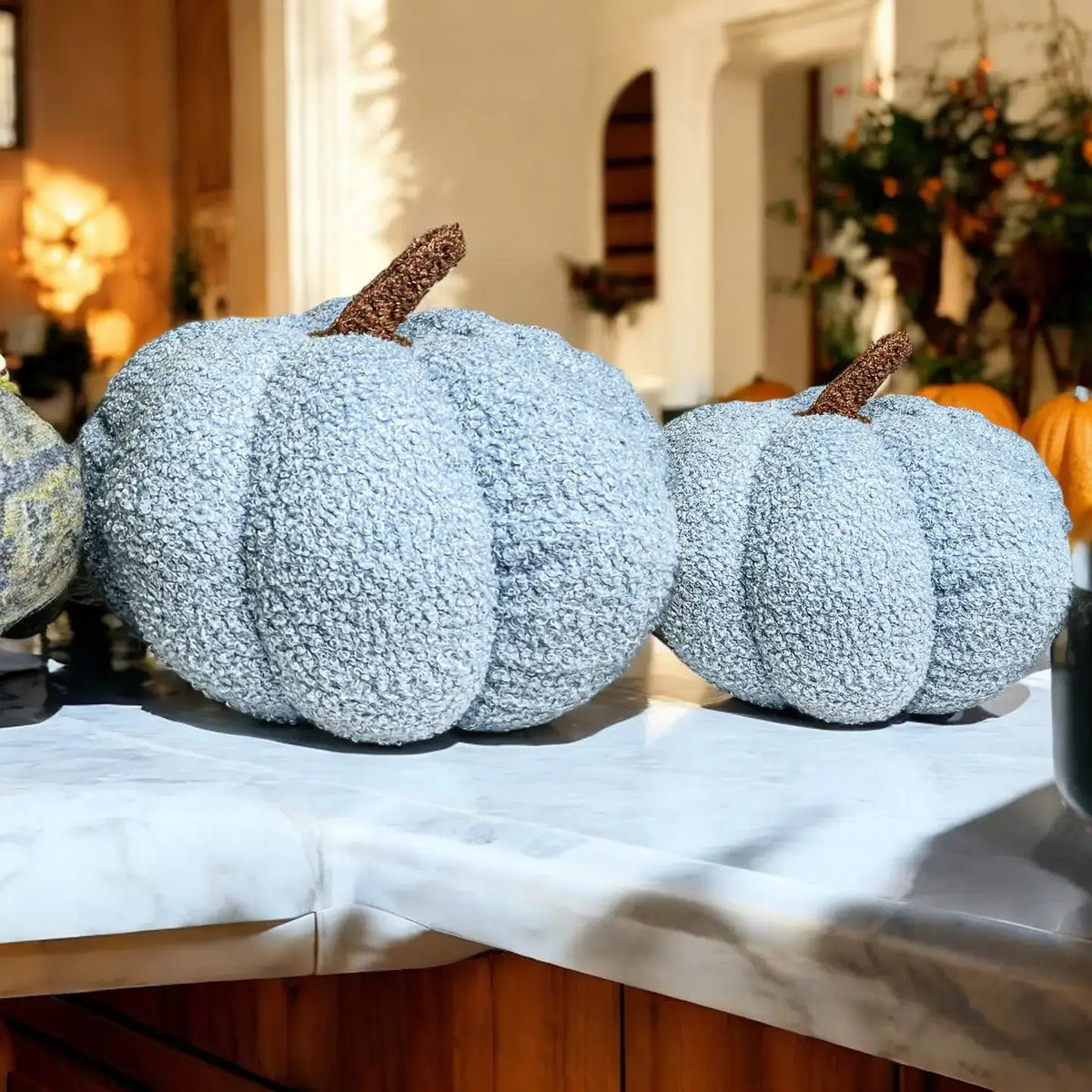 Neutral Fall + Halloween Home Decor, Cute Cotton Pumpkins BW: BW Polk a Dot / Small