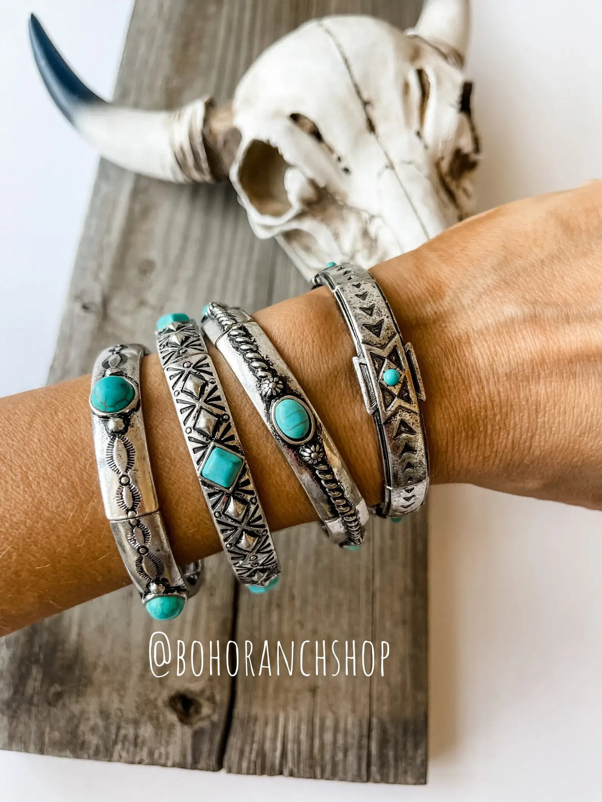 Western Metal Stretch Bangle Bracelet: 6 - CIRCLE - ROPE