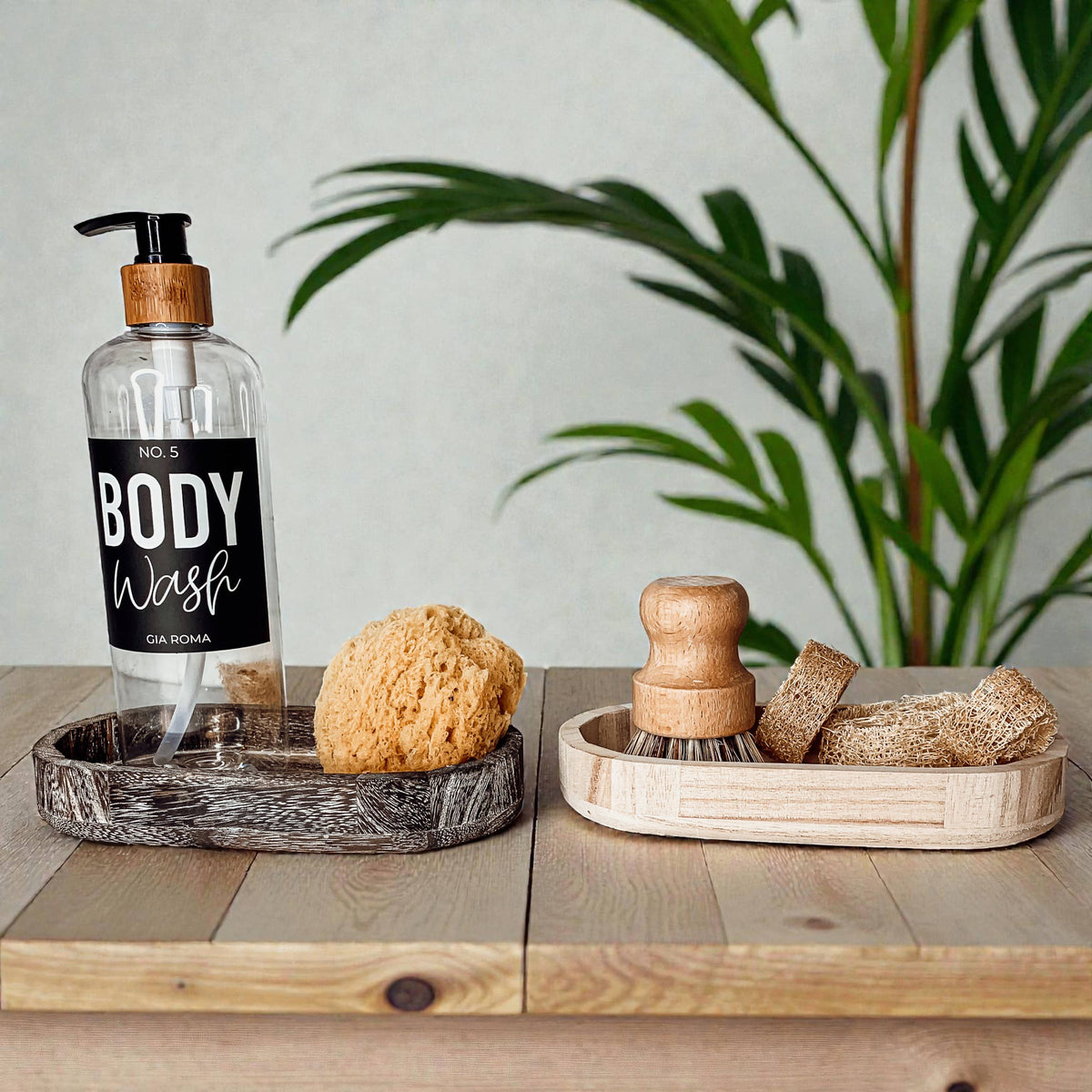 Raised Handmade Wooden Pedestal Stands, Wood Trinket Trays: Rustic Distressed Oval