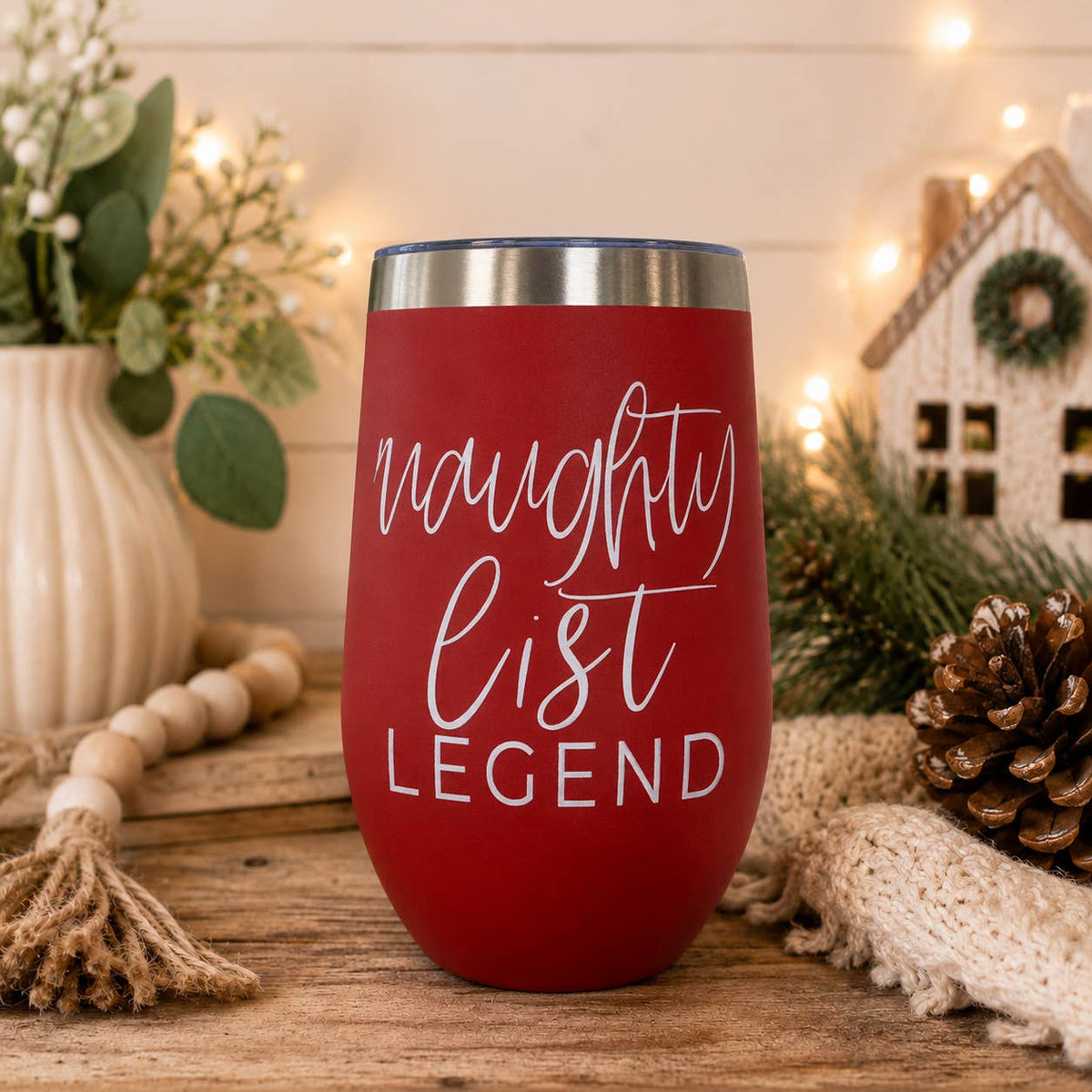 Christmas 2026 Party Drinkware, Red Holiday Tumblers w Lid: Mama Juice 12oz