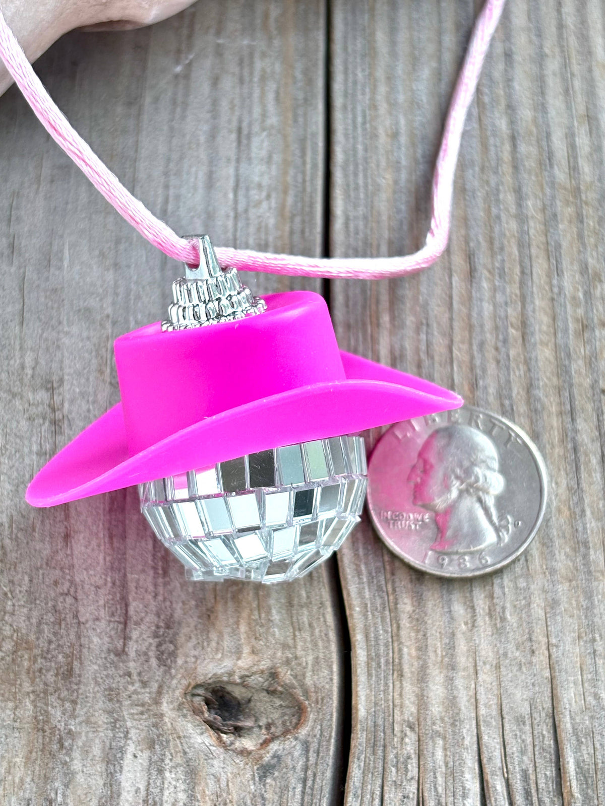 Mirror Ball Hanging Car Charm, Rear View Mirror Accessories: Pink