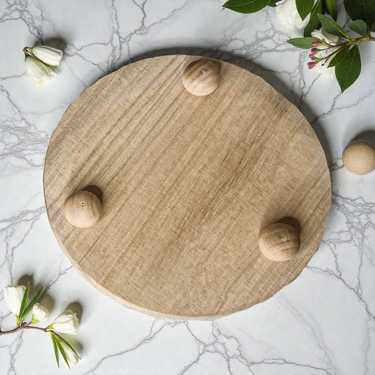 Raised Handmade Wooden Pedestal Stands, Wood Trinket Trays: Rustic Distressed Oval