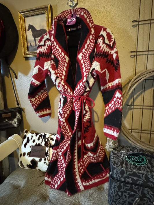 Bibi - Fireside Aztec Hooded Cardigan – Belted (#003)