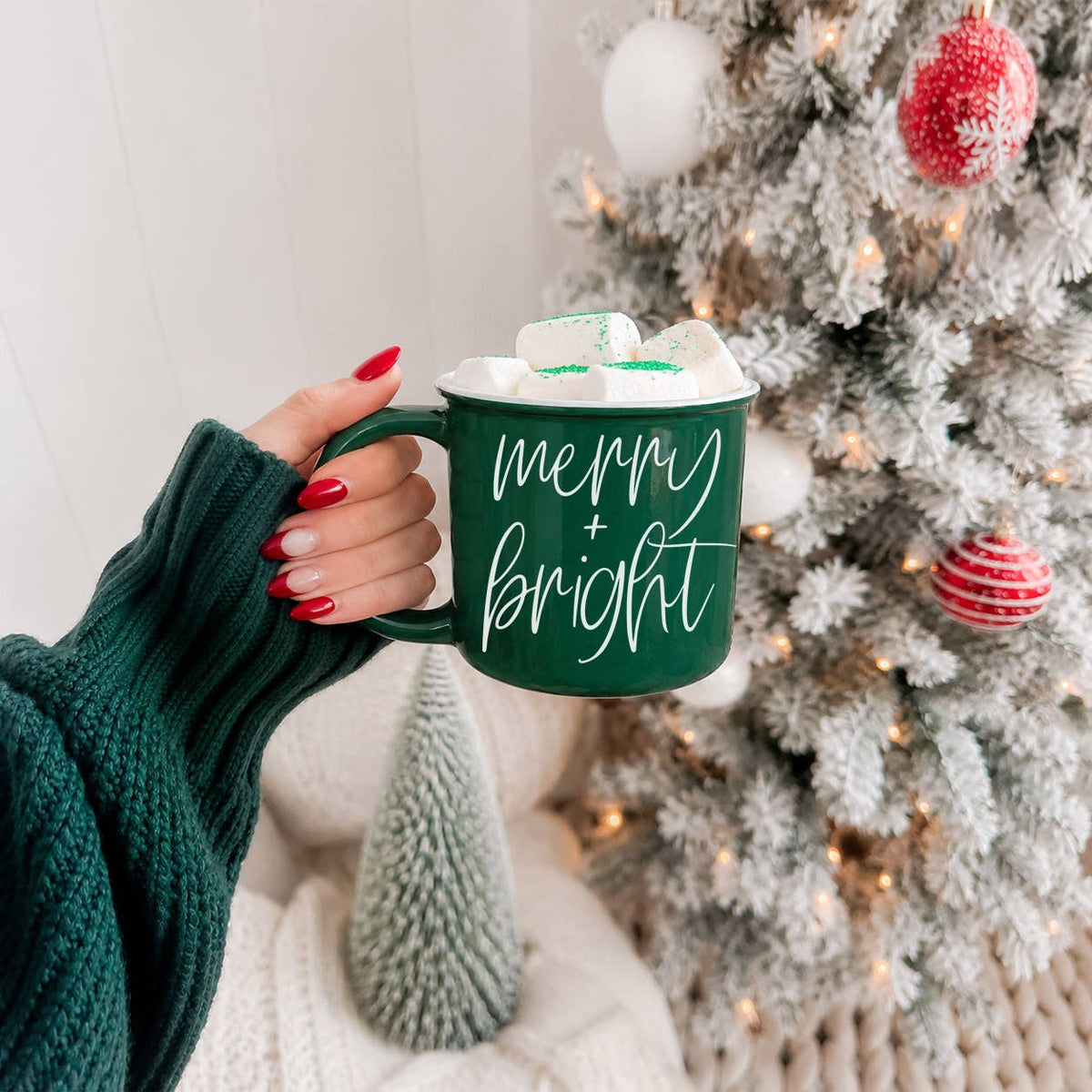 Christmas Mugs Funny, Red & Green Holiday Coffee Cup Ceramic: Deck the halls (red)
