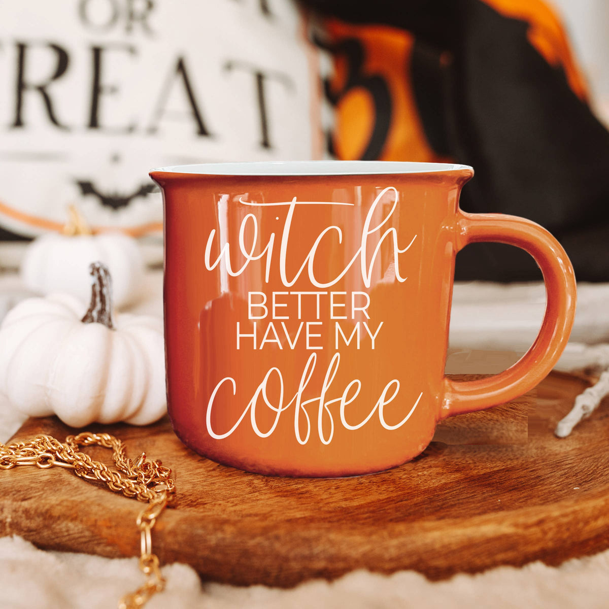 Farmhouse Fall & Halloween Coffee Mugs, Modern Ceramic Cups: Boo (Black)
