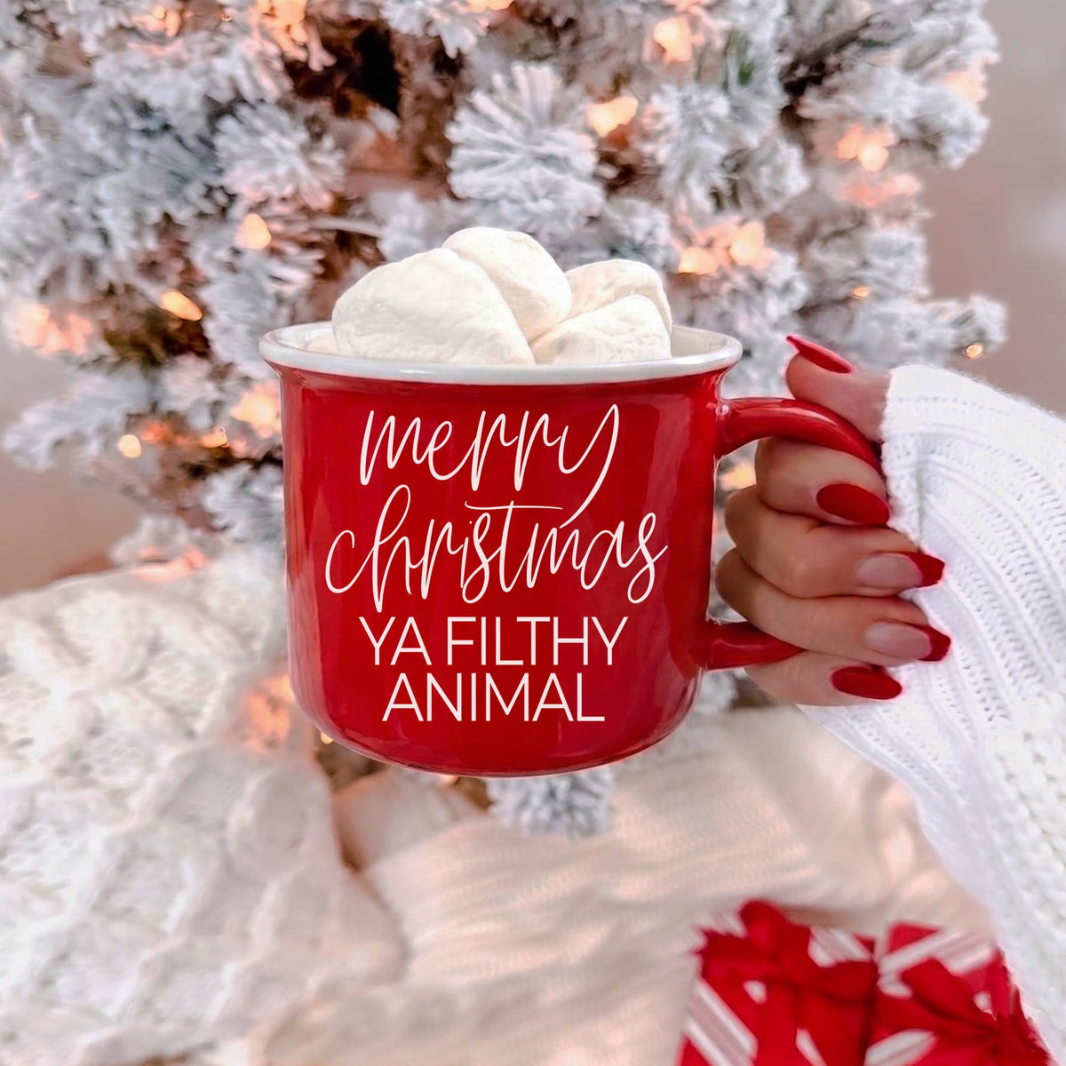 Christmas Mugs Funny, Red & Green Holiday Coffee Cup Ceramic: Deck the Halls (Green)