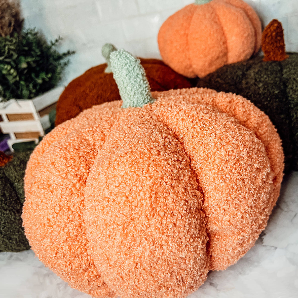 Neutral Fall + Halloween Home Decor, Cute Cotton Pumpkins BW: BW Polk a Dot / Small