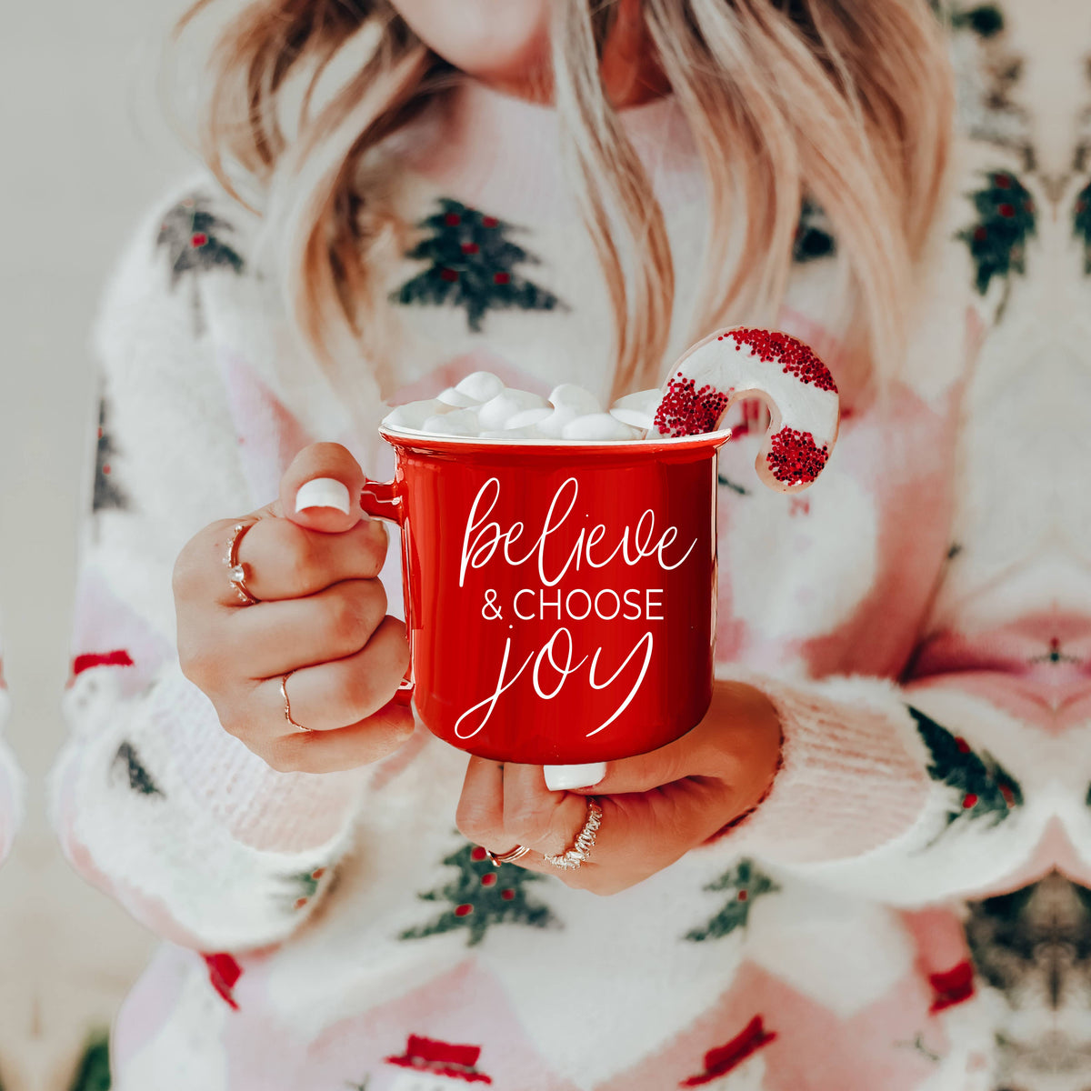 Christmas Mugs Funny, Red & Green Holiday Coffee Cup Ceramic: Deck the Halls (Green)