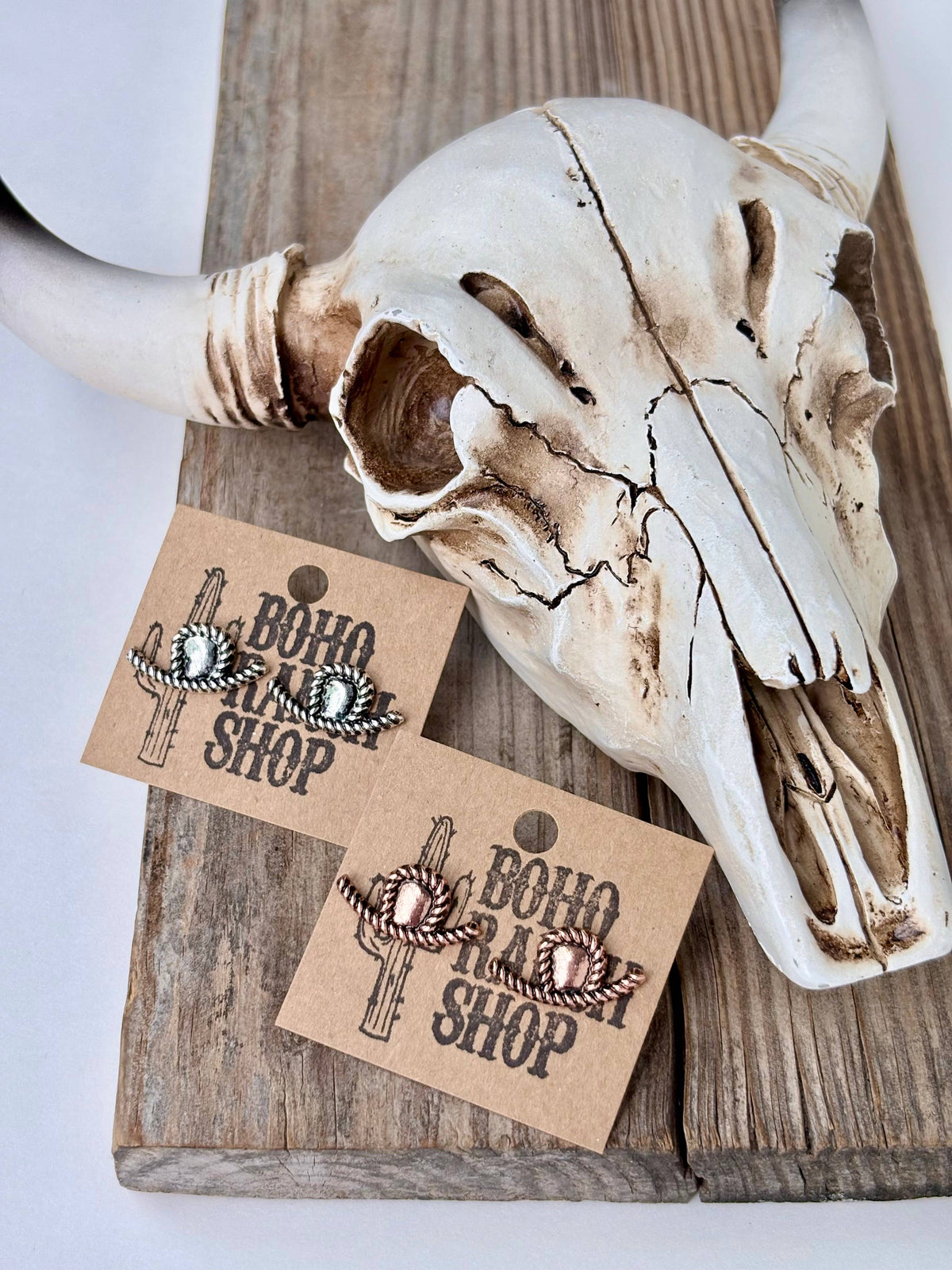 Western Cowboy Hat Stud Earrings: Silver