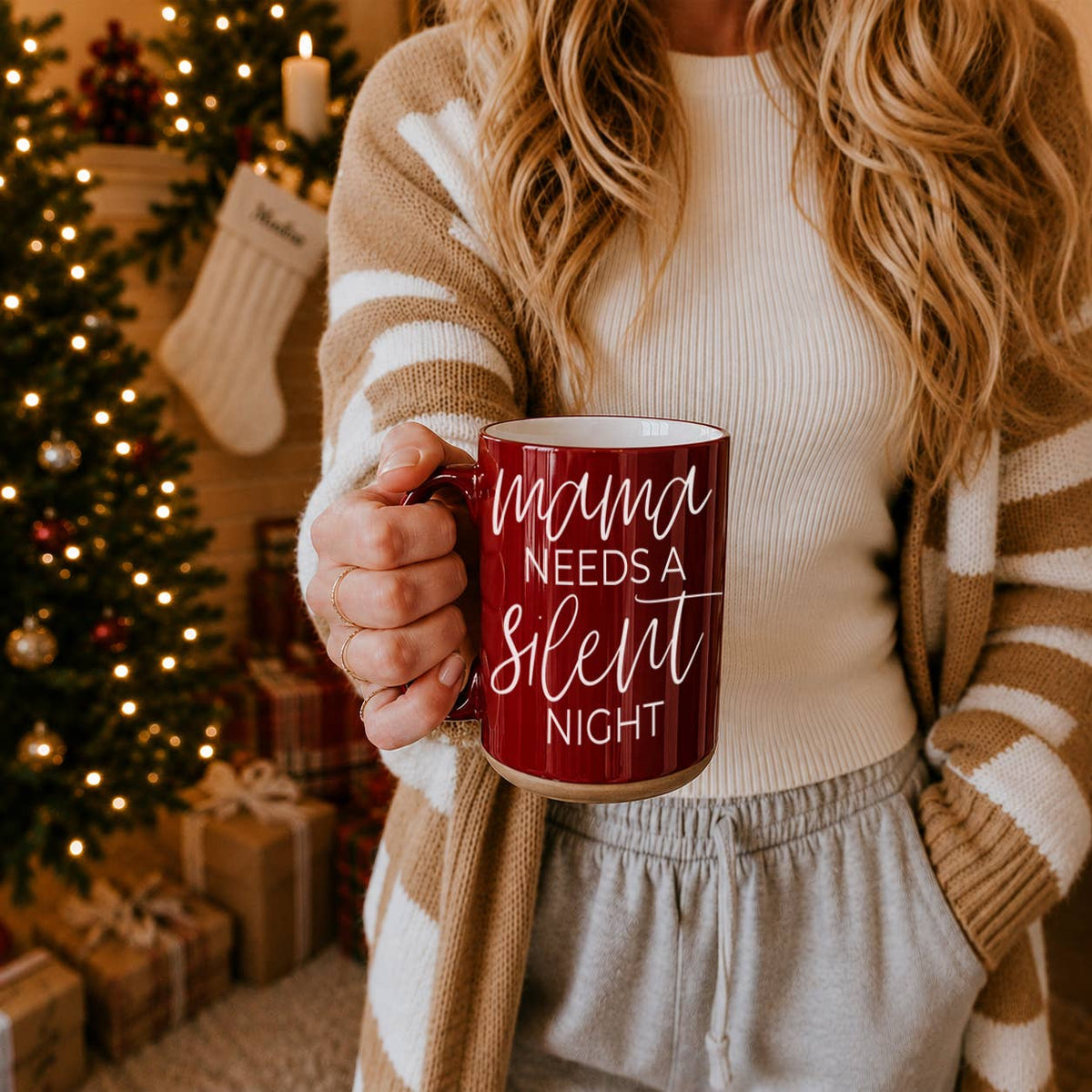 Funny Christmas Home Decor & Gifts | Holiday Coffee Mugs : Silent Night-GREEN