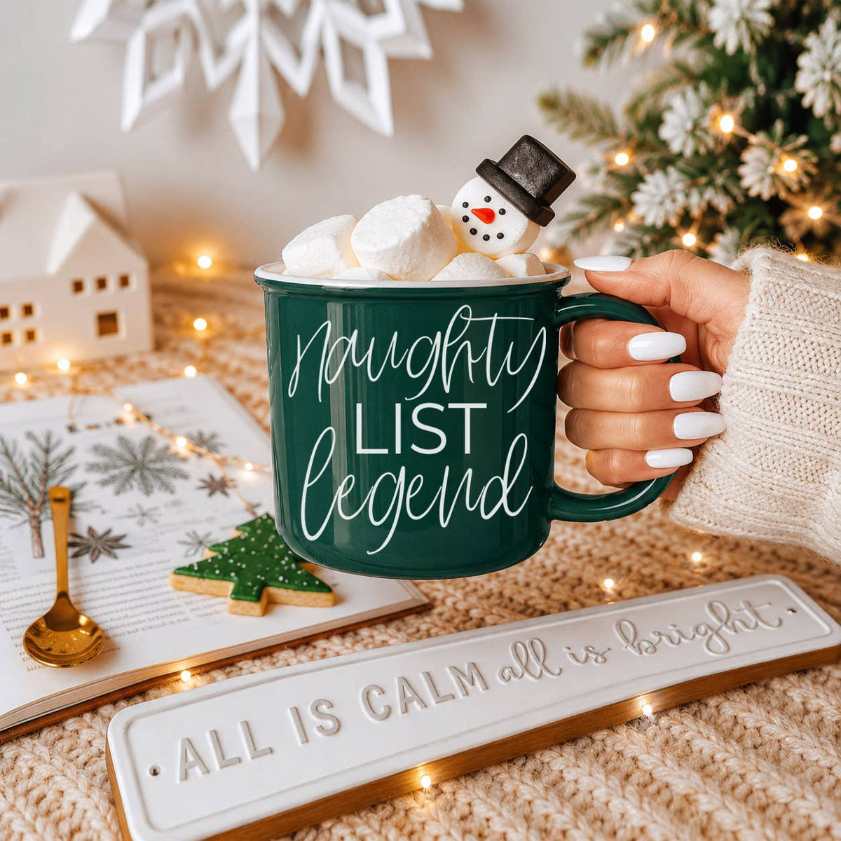 Naughty List Coffee Mug Set Funny Modern Christmas Drinkware: Naughty List-Red