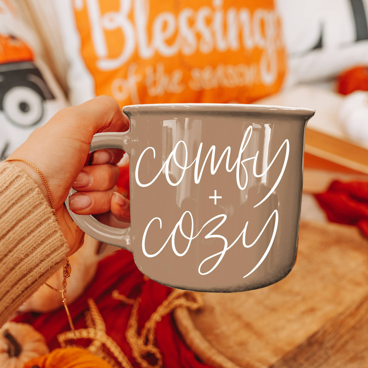 Farmhouse Fall & Halloween Coffee Mugs, Modern Ceramic Cups: Boo (Black)