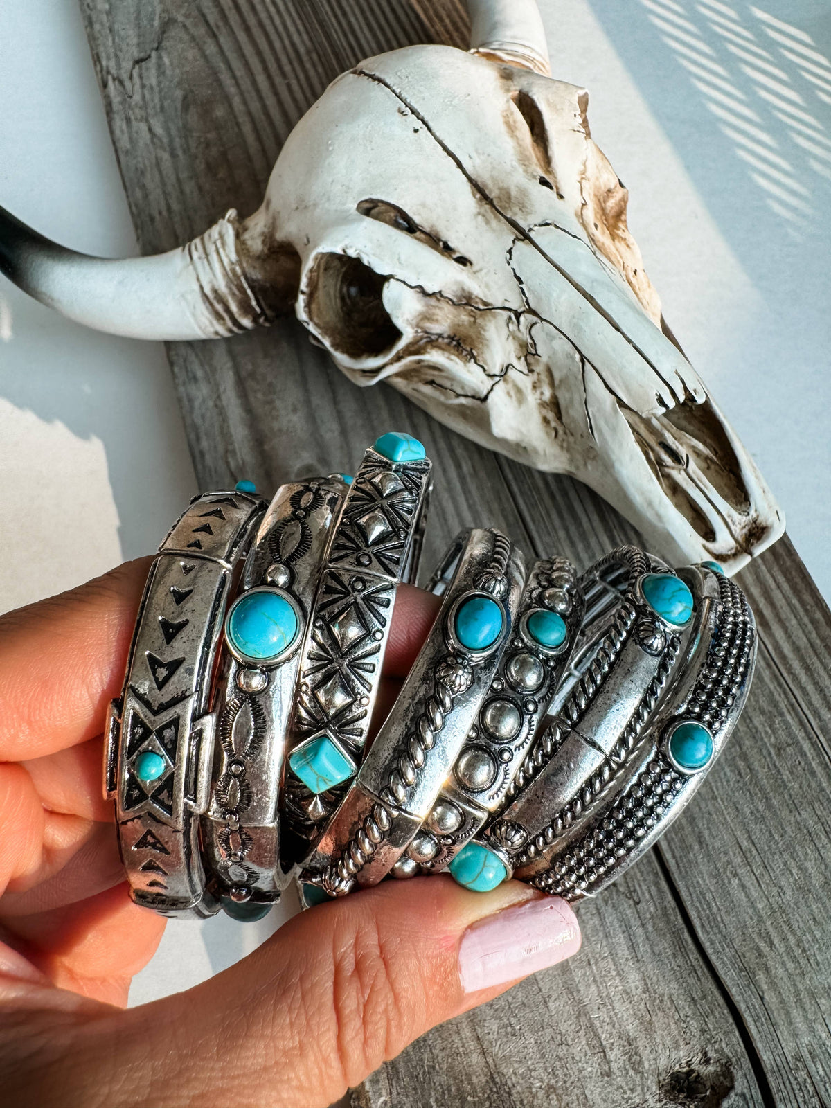 Western Metal Stretch Bangle Bracelet: 6 - CIRCLE - ROPE
