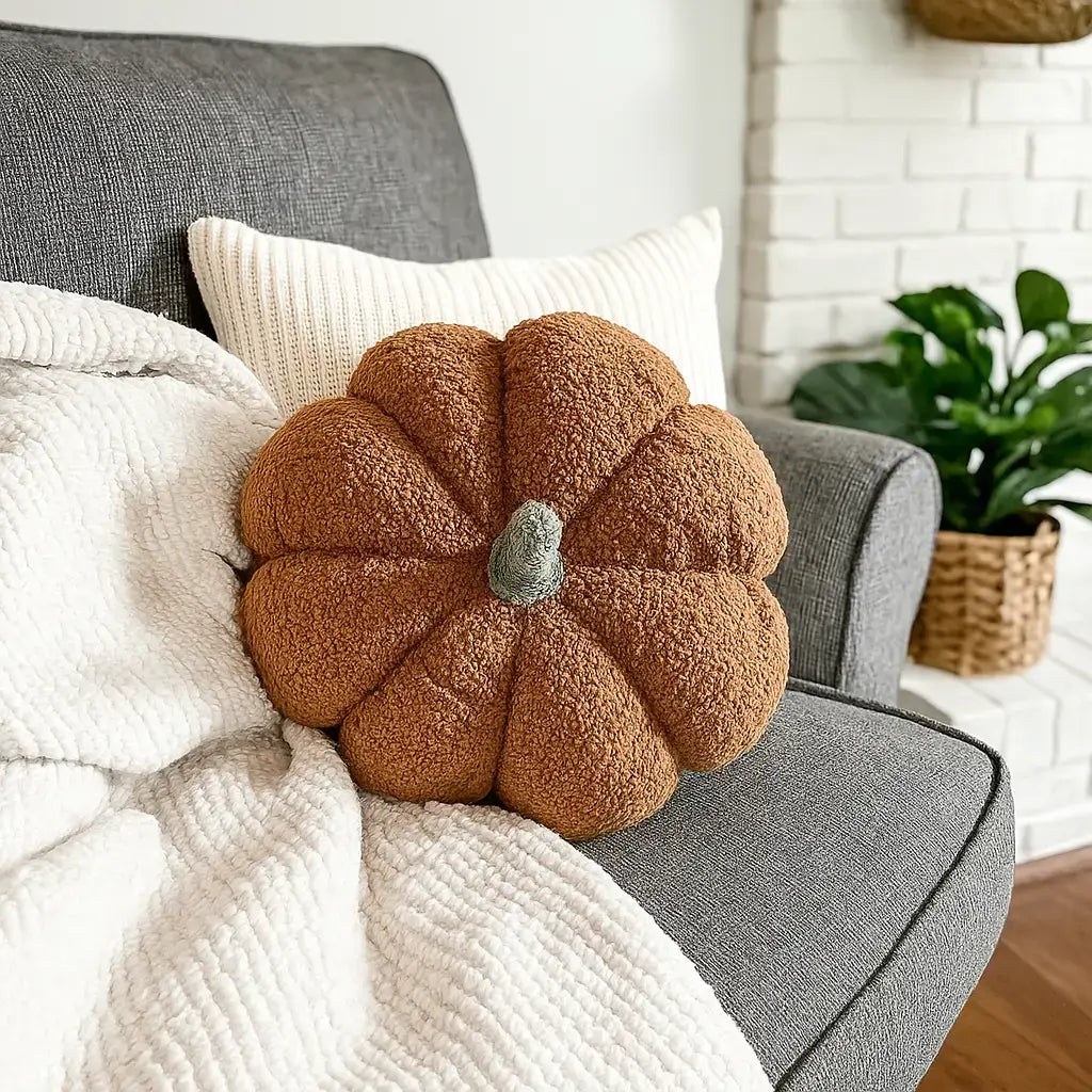 Neutral Fall + Halloween Home Decor, Cute Cotton Pumpkins BW: BW Polk a Dot / Small