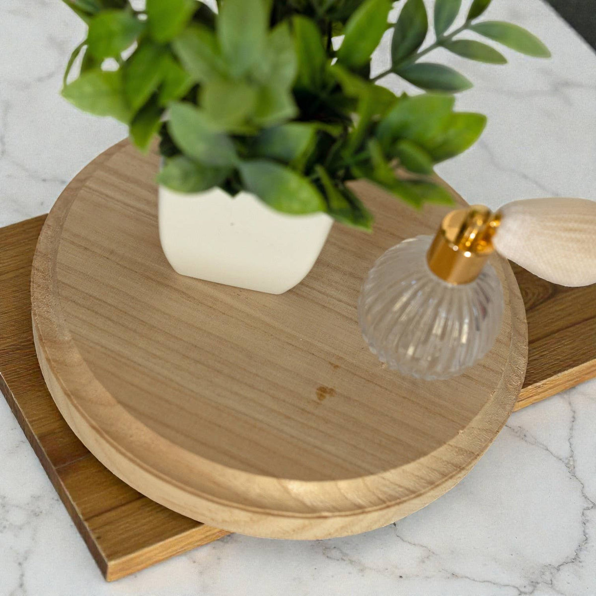 Raised Handmade Wooden Pedestal Stands, Wood Trinket Trays: Rustic Distressed Oval