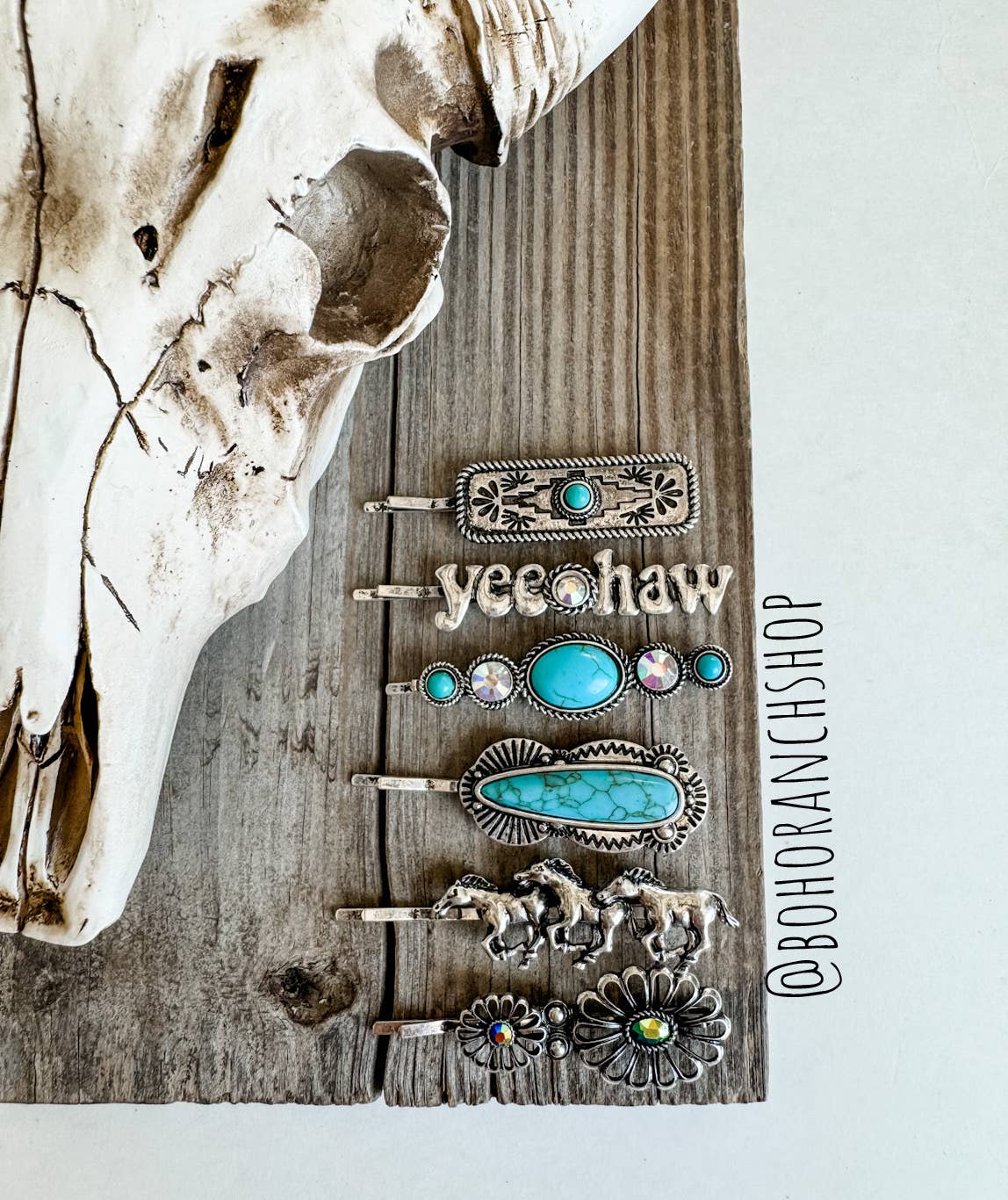 Western Hair Bobby Pins 6 Piece Set: YALL