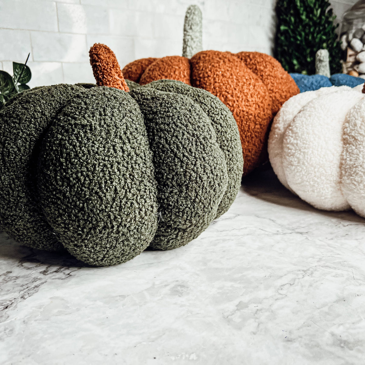 Neutral Fall + Halloween Home Decor, Cute Cotton Pumpkins BW: BW Polk a Dot / Small