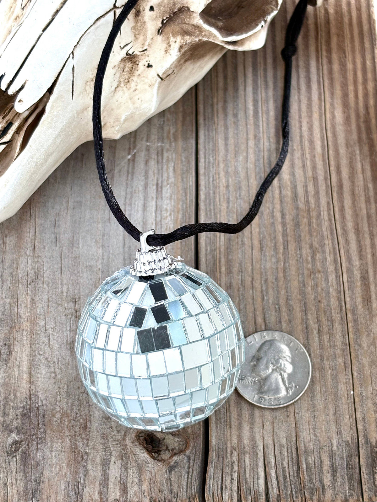 Mirror Ball Hanging Car Charm, Rear View Mirror Accessories: Pink