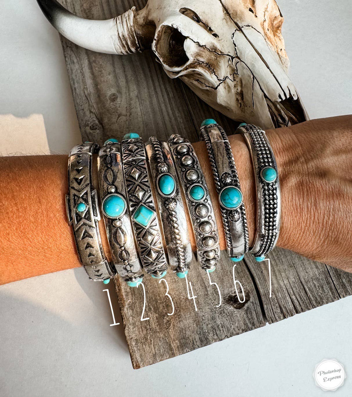 Western Metal Stretch Bangle Bracelet: 6 - CIRCLE - ROPE
