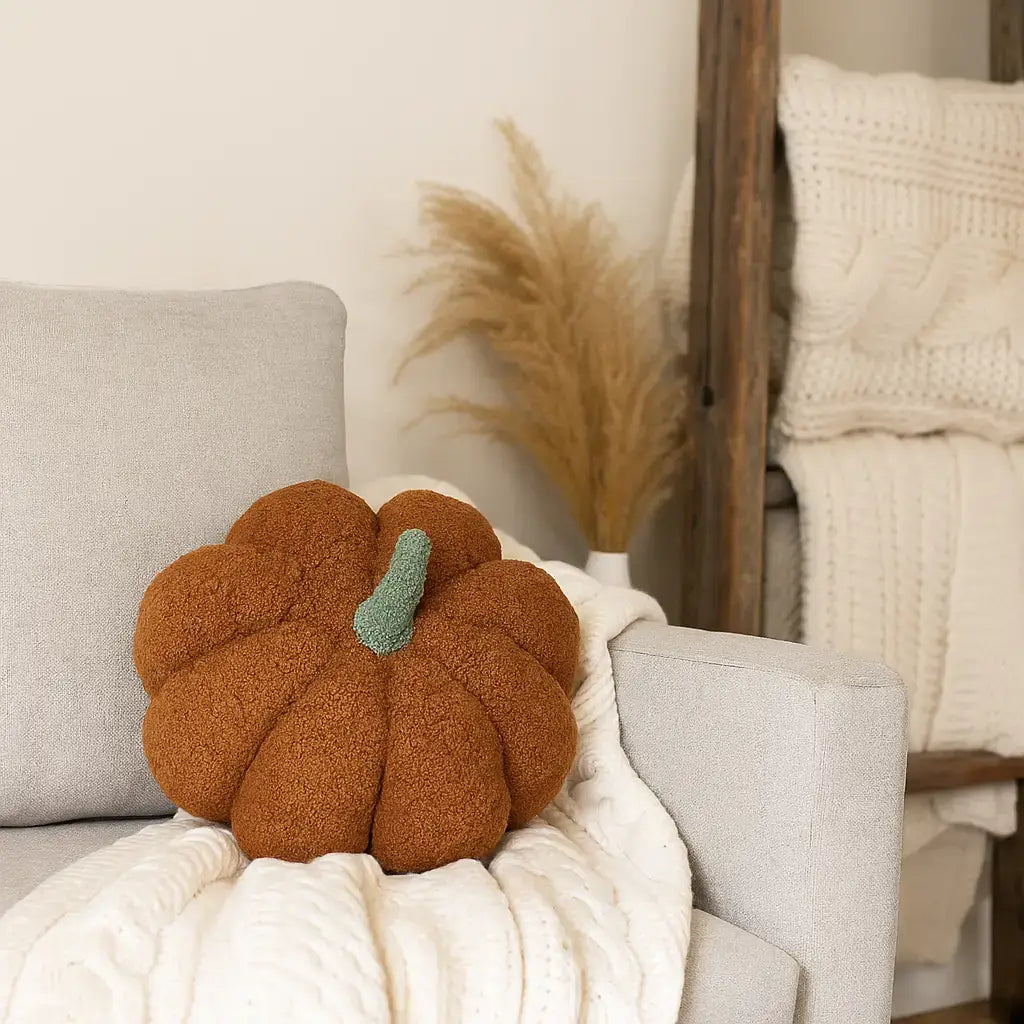 Neutral Fall + Halloween Home Decor, Cute Cotton Pumpkins BW: BW Polk a Dot / Small
