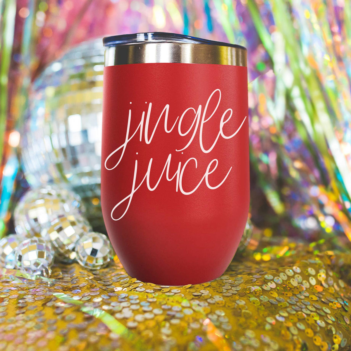 Christmas 2026 Party Drinkware, Red Holiday Tumblers w Lid: Mama Juice 12oz