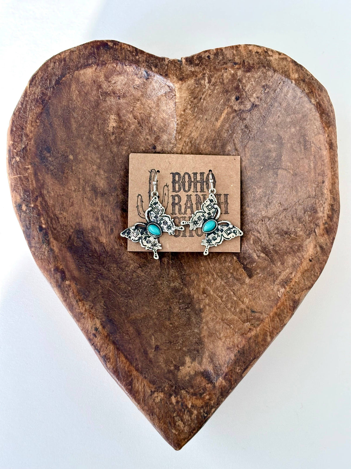 Western Style Pendant with Turquoise Stone Dangle Earrings: Rectangle