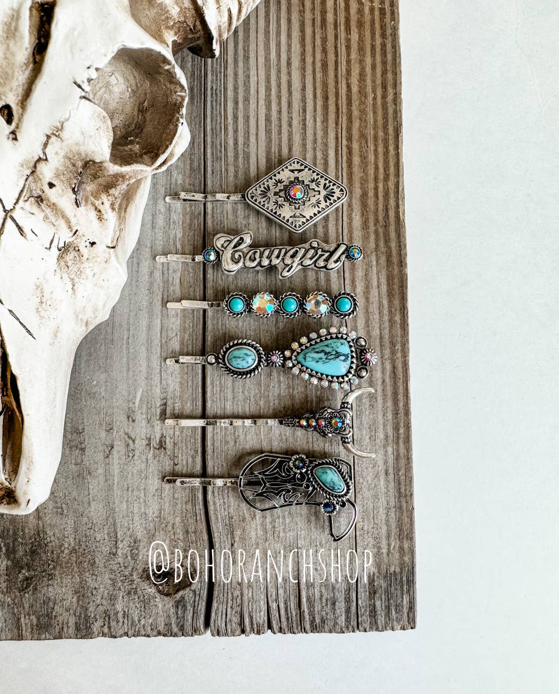 Western Hair Bobby Pins 6 Piece Set: YALL