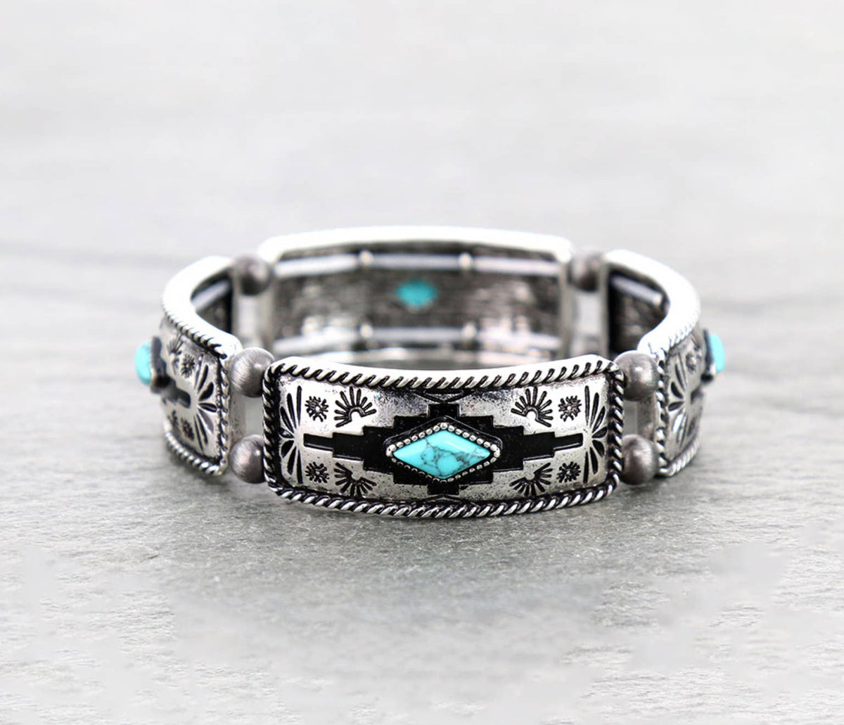 Western Aztec Stone Stretch Bracelet