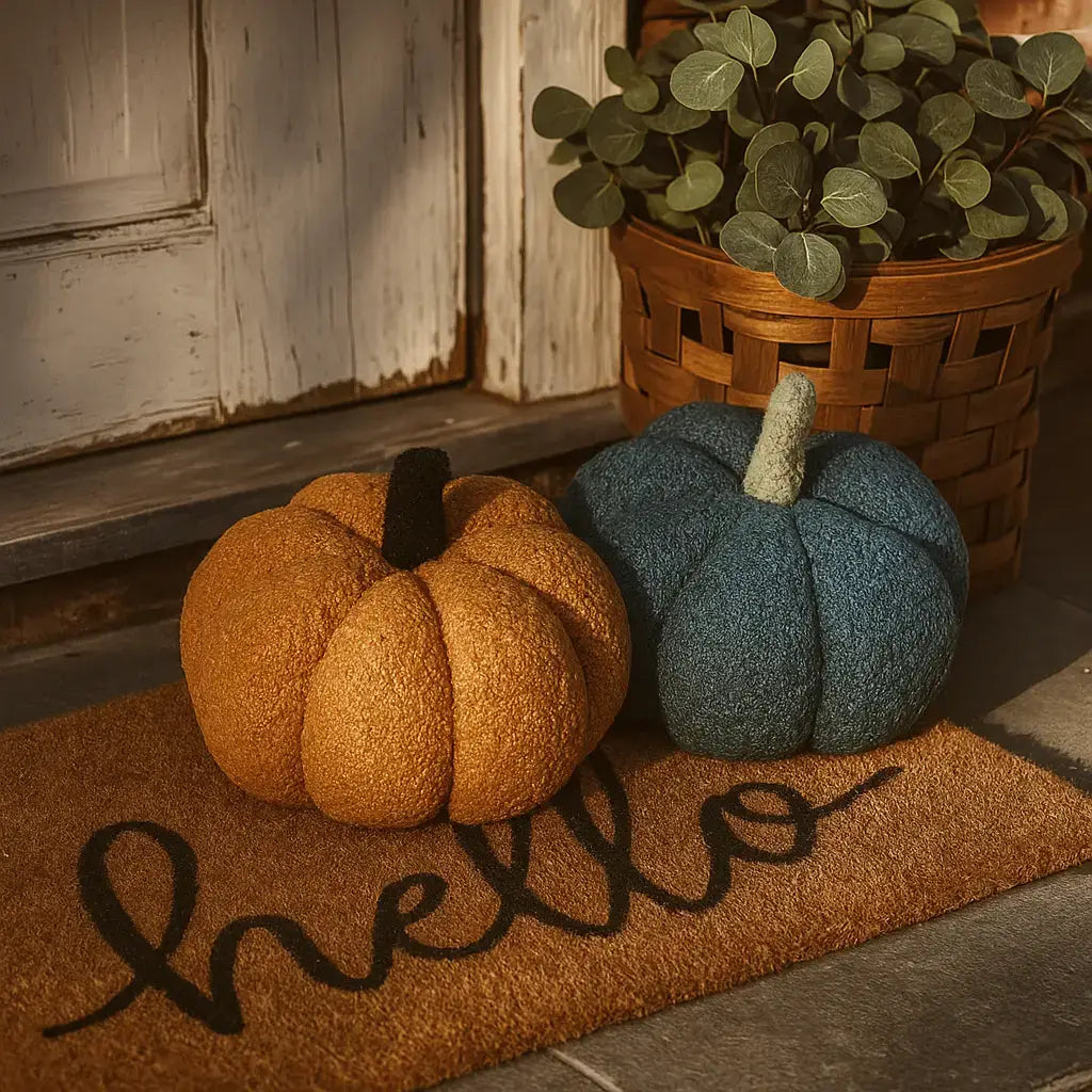 Neutral Fall + Halloween Home Decor, Cute Cotton Pumpkins BW: BW Polk a Dot / Small