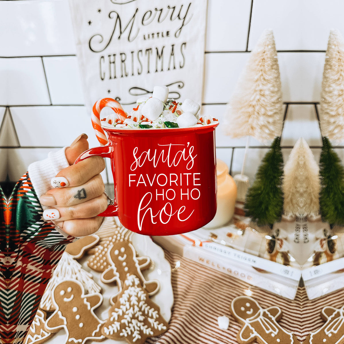 Christmas Mugs Funny, Red & Green Holiday Coffee Cup Ceramic: Deck the halls (red)