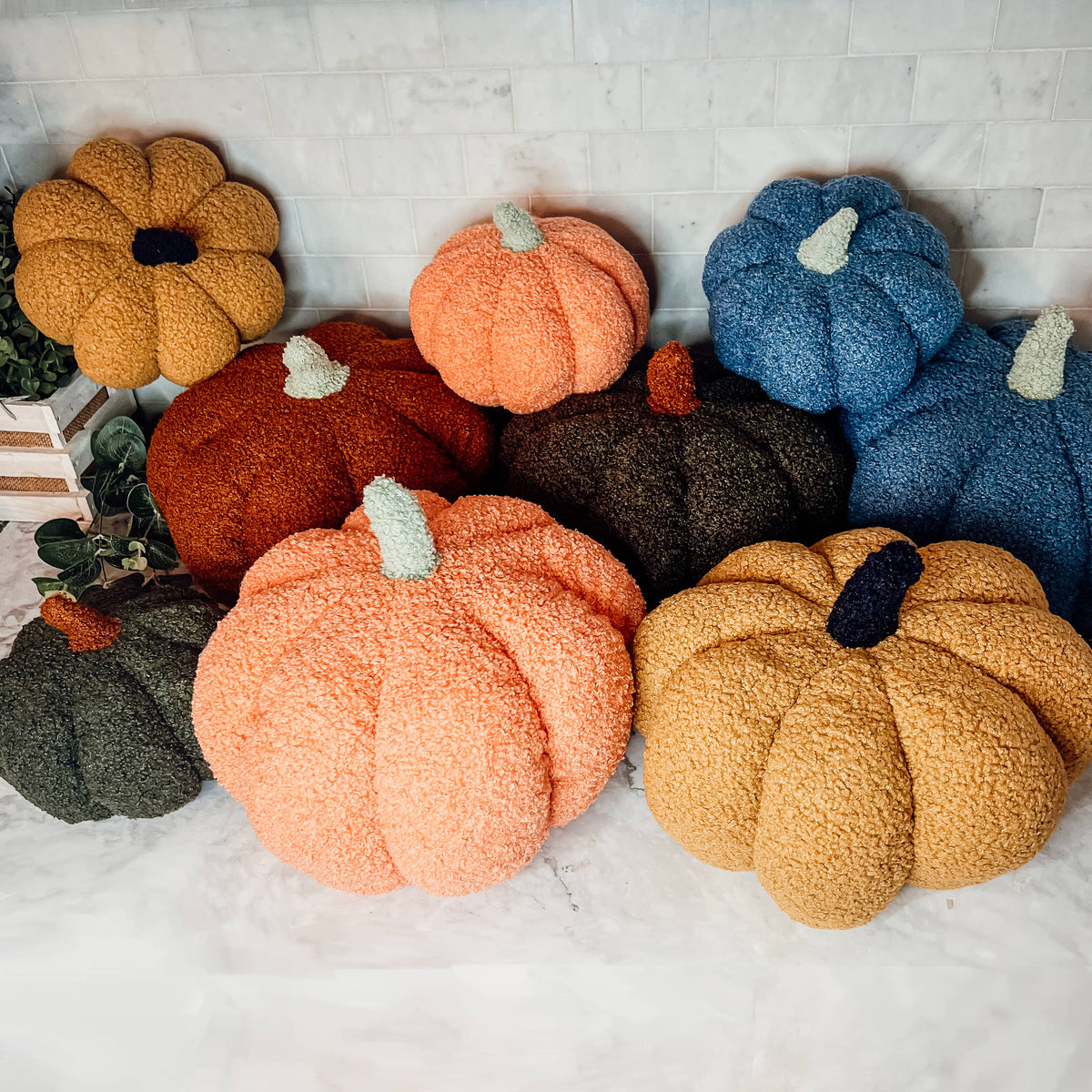Neutral Fall + Halloween Home Decor, Cute Cotton Pumpkins BW: BW Polk a Dot / Small