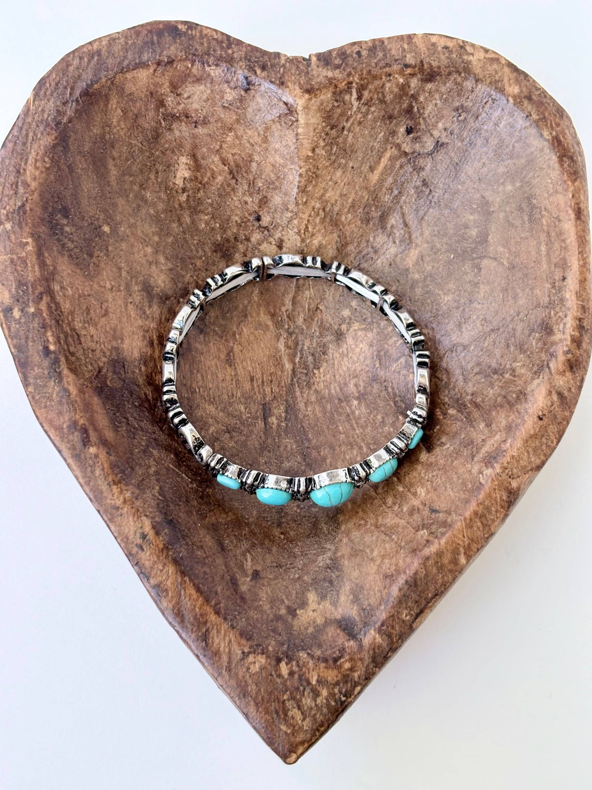 Western Style Turquoise Stone Stretch Bangle Bracelet