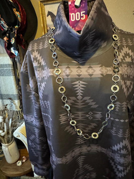 Sterling Kreek Smoky Charcoal Aztec Cowl Neck Pullover (#005)