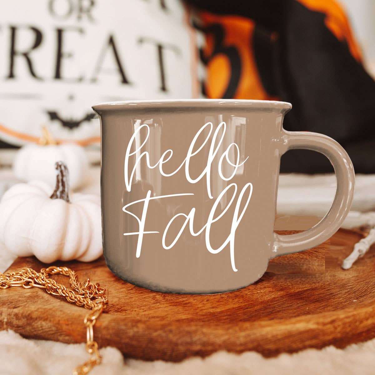 Farmhouse Fall & Halloween Coffee Mugs, Modern Ceramic Cups: Boo (Black)