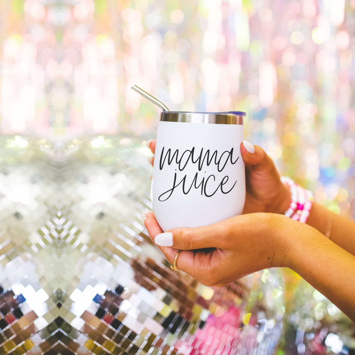 Wine Tumblers or Coffee | Insulated Christmas Cups with Lid: Mama Juice (12oz)