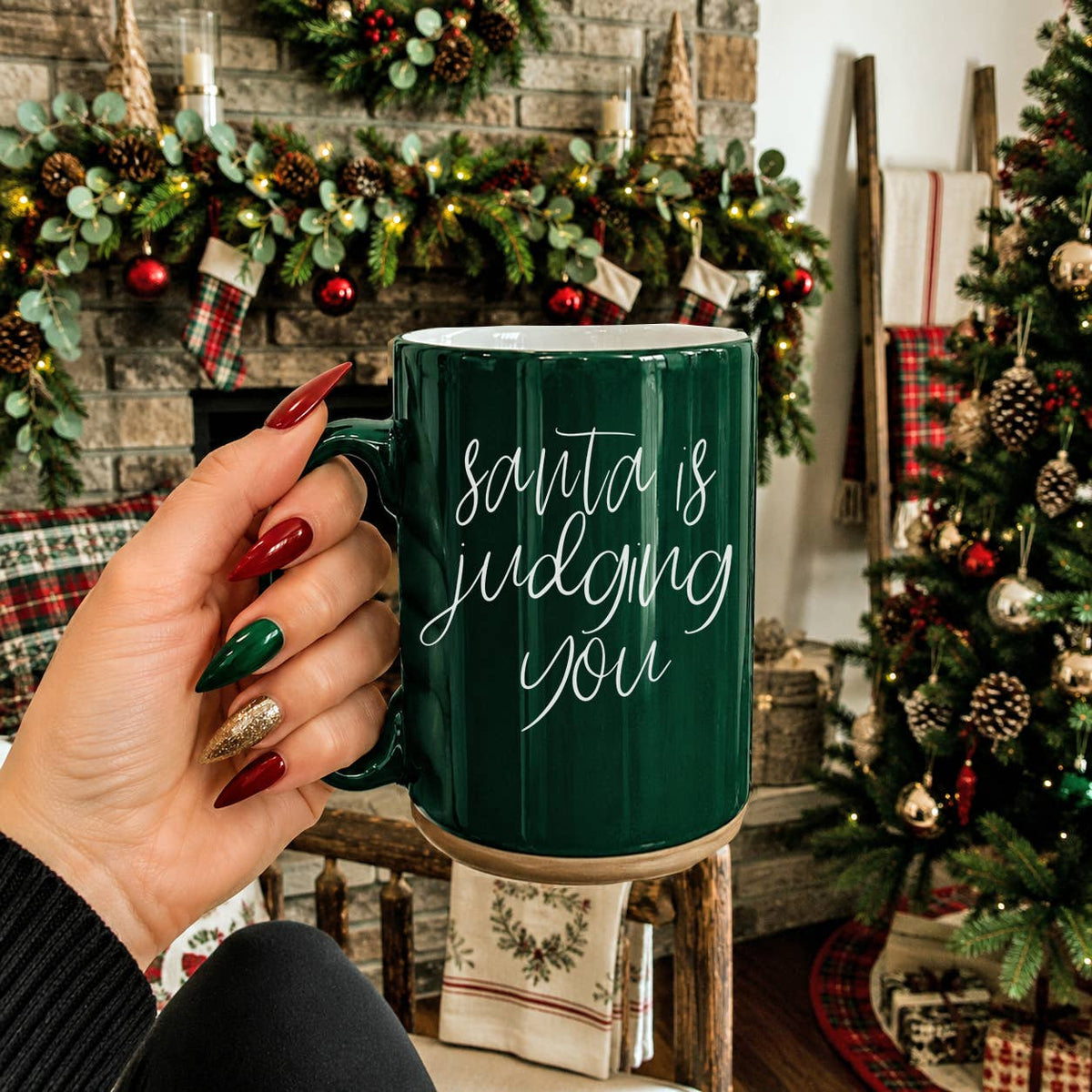 Funny Christmas Home Decor & Gifts | Holiday Coffee Mugs : Silent Night-GREEN