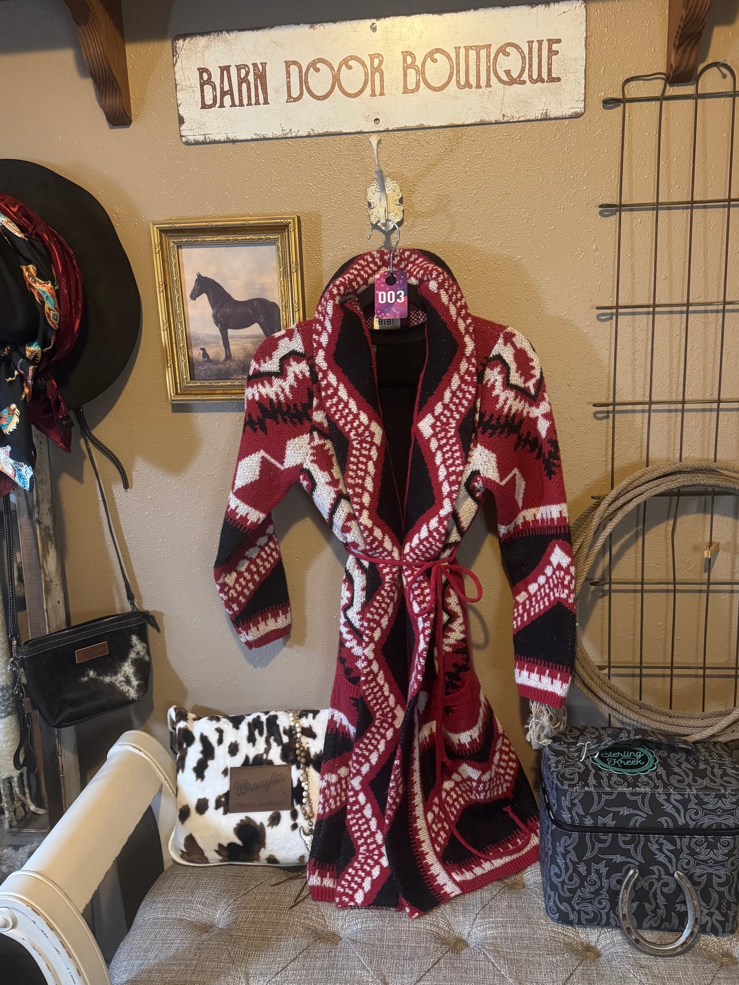 Bibi - Fireside Aztec Hooded Cardigan – Belted (#003)