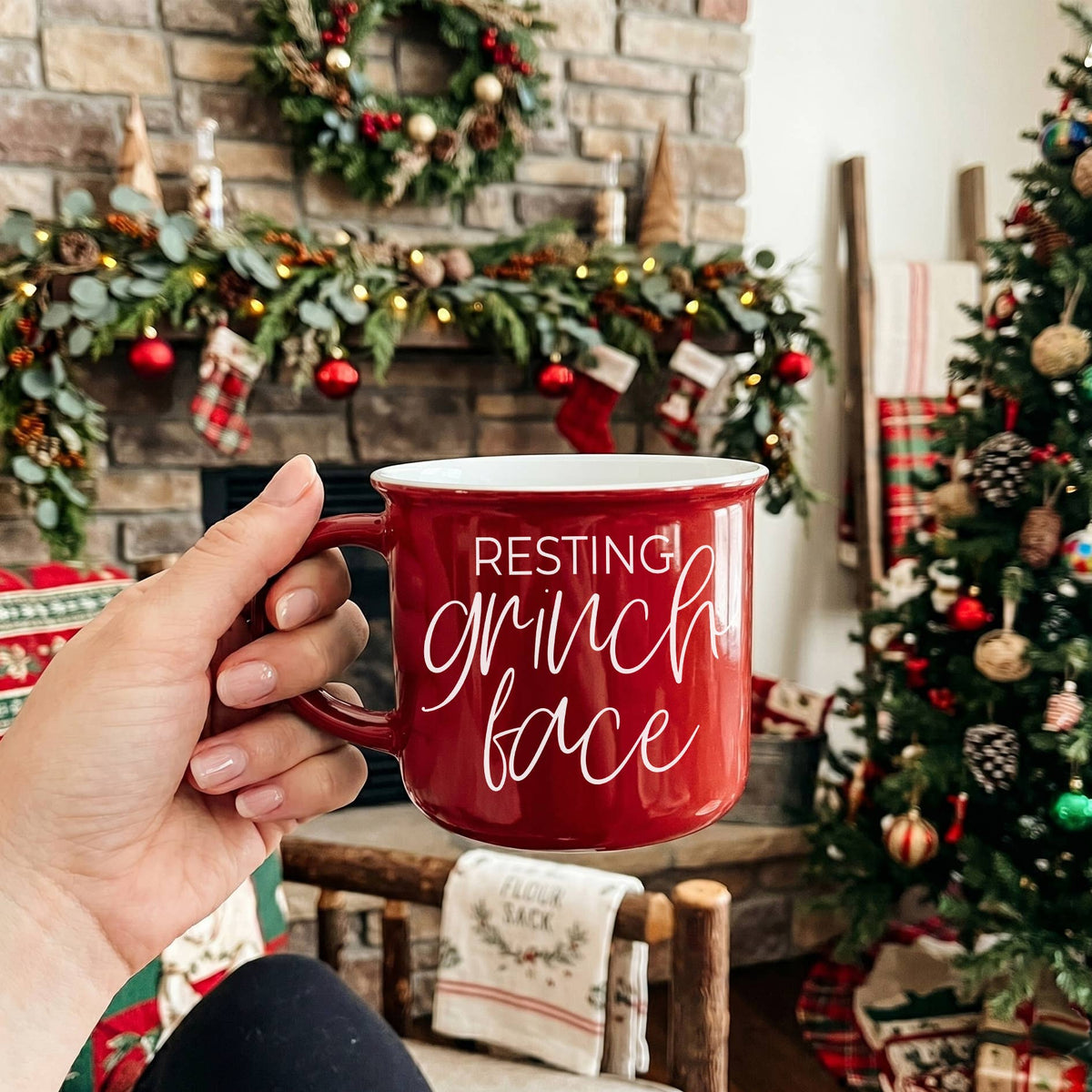 Naughty List Coffee Mug Set Funny Modern Christmas Drinkware: Naughty List-Red