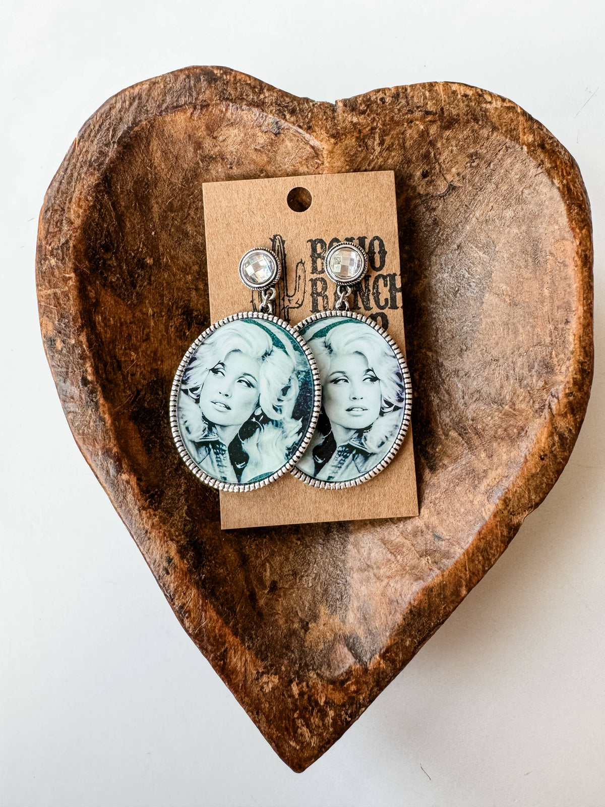Western Queen Dolly Printed Dangle Earrings: PINK