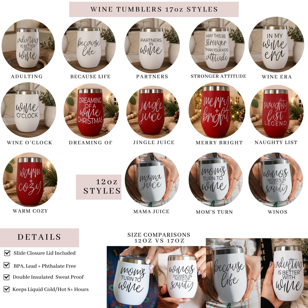 Christmas 2026 Party Drinkware, Red Holiday Tumblers w Lid: Mama Juice 12oz